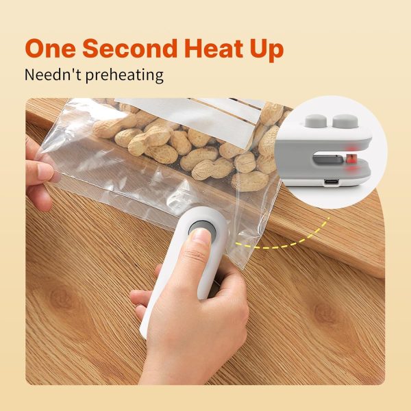 Heat Sealing Machine 2 in 1 Cutting and Sealer USB Rechargeable Food Sealer Mini Sealer for Snack Storage Food Sealer for Chip Bags, Plastic Bags, etc