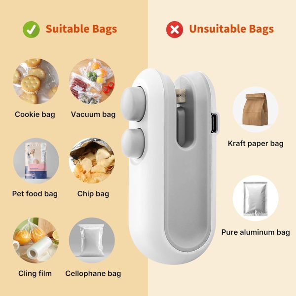 Heat Sealing Machine 2 in 1 Cutting and Sealer USB Rechargeable Food Sealer Mini Sealer for Snack Storage Food Sealer for Chip Bags, Plastic Bags, etc