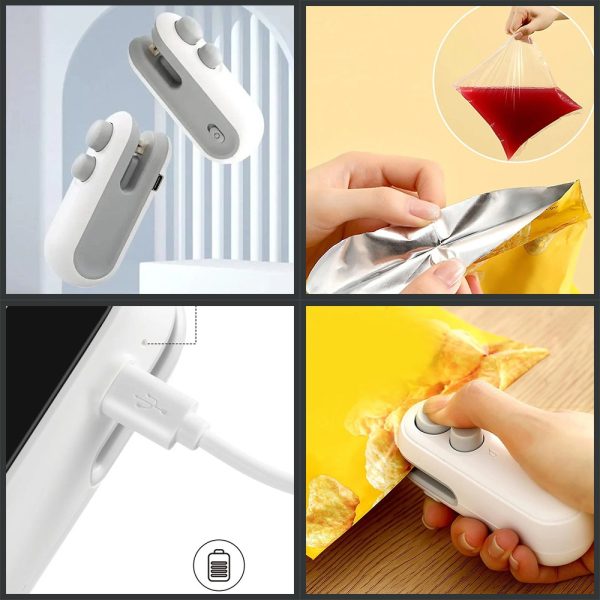 Heat Sealing Machine 2 in 1 Cutting and Sealer USB Rechargeable Food Sealer  Mini Sealer for Snack Storage Food Sealer for Chip Bags, Plastic Bags, etc